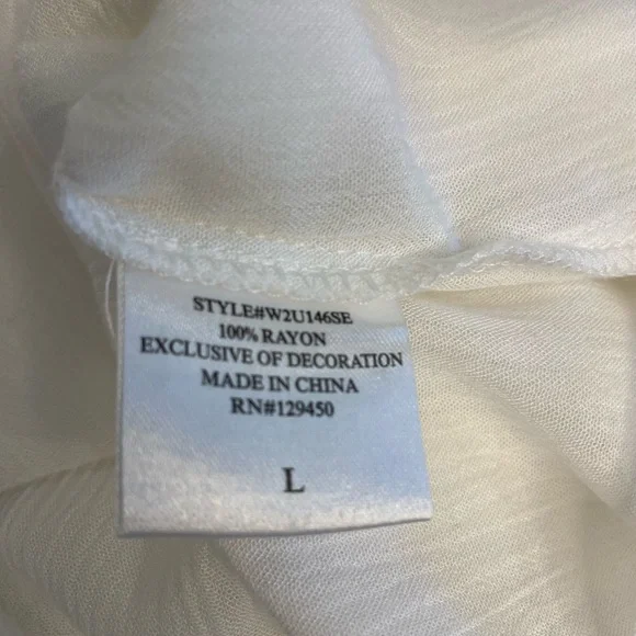 Como Vintage Embroidered White Sleeveless Cold Shoulder Top Size Large - Picture 13 of 13